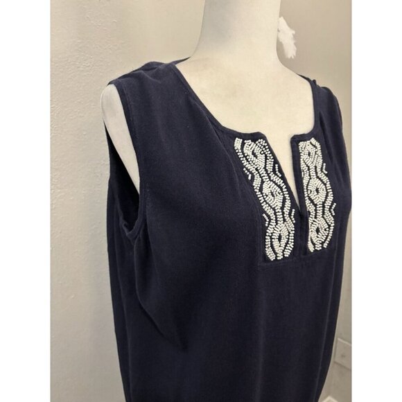 Talbots Knit Sweater Sleeveless Blouse Beaded Neck Line Size Woman 1X - Picture 3 of 11